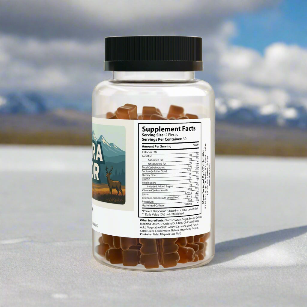 Supplement bottle with visible label on a white background