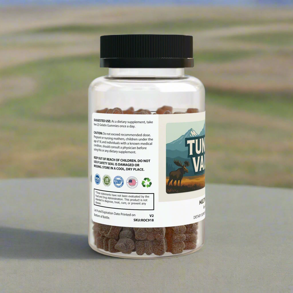 Supplement bottle with label on a white background