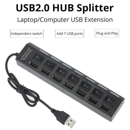Switch Extension Hub 7-port USB2.0 Hub Computer USB Extension Hub One Drag Seven USB2.0 Splitter PC Laptop Desktop - Premium  from Lizard Vigilante - Just $5.99! Shop now at Lizard Vigilante