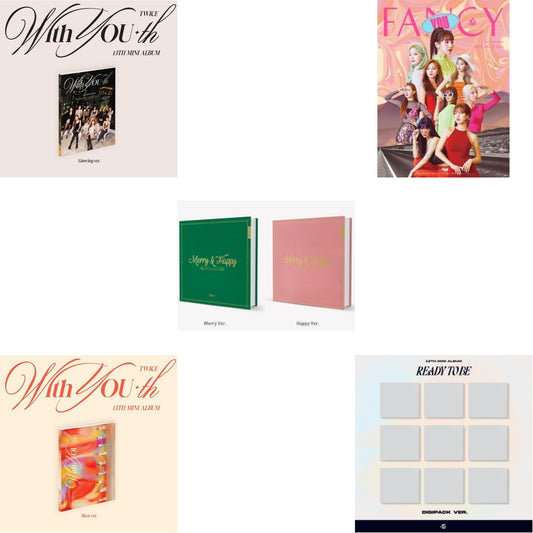 Twice - With You-Th (Glowing Ver.) & With You-Th (Blast Ver.) & Merry & Happy & Fancy You (7Th Album) & Ready To Be (12Th Mini Album) Digipack Version - CD Bundle