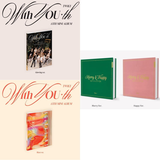 Twice - With You-Th (Glowing Ver.) & With You-Th (Blast Ver.) & Merry & Happy - CD Bundle