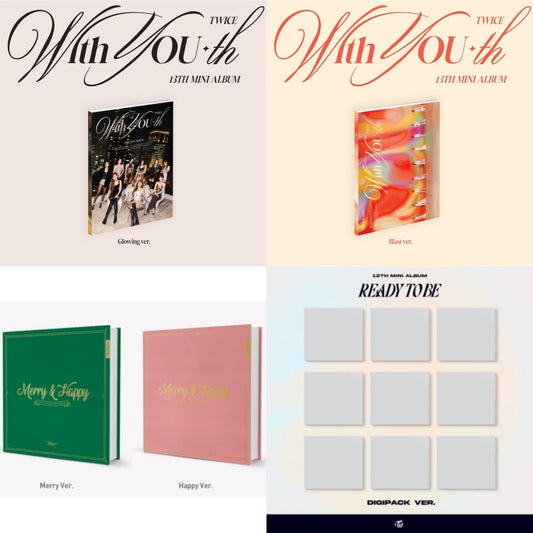 Twice - With You-Th (Glowing Ver.) & With You-Th (Blast Ver.) & Merry & Happy & Ready To Be (12Th Mini Album) Digipack Version - CD Bundle
