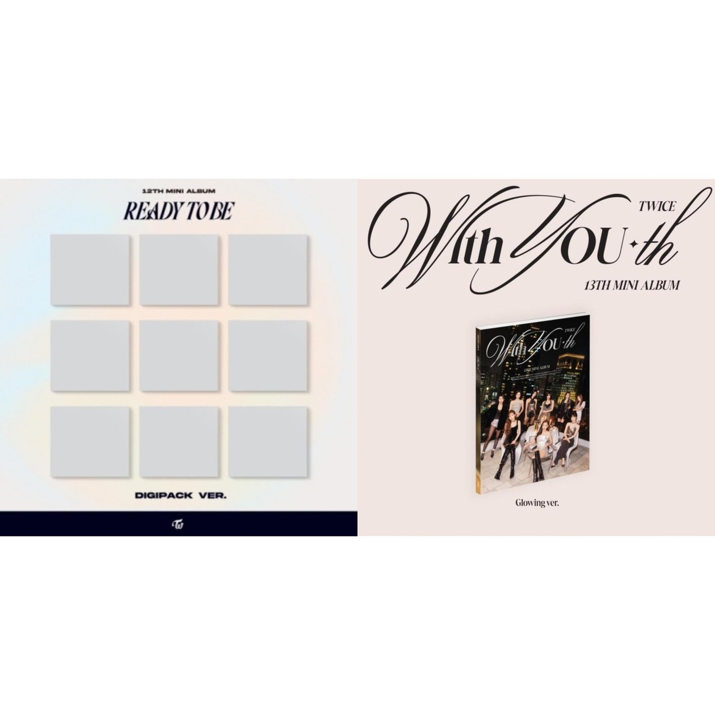 Twice - With You-Th (Glowing Ver.) & Ready To Be (12Th Mini Album) Digipack Version - CD Bundle