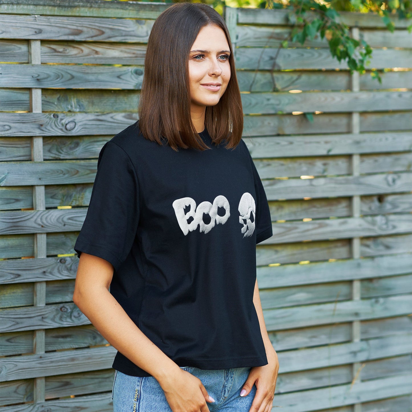 Skull Boo Glow in the Dark Puff Halloween Tee Shirt