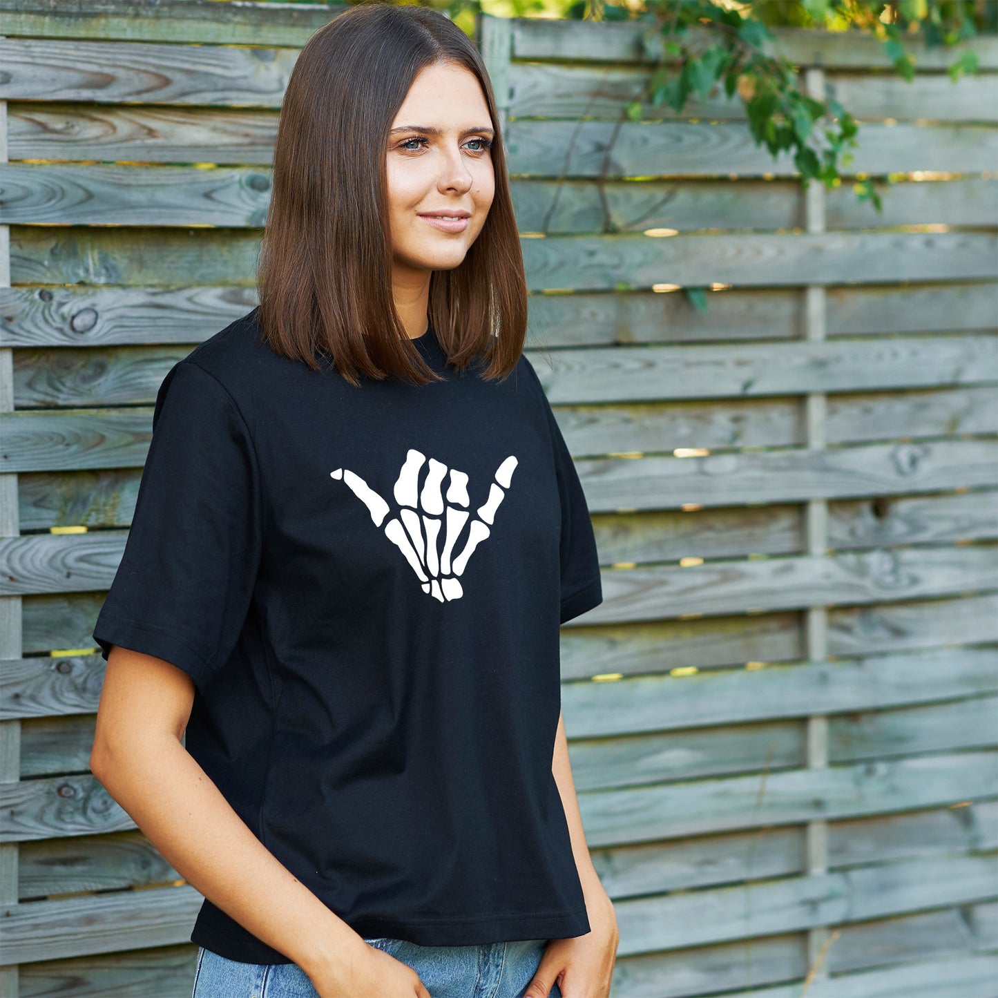 Glow in the Dark Shaka Skelelton Hand Tee Shirt