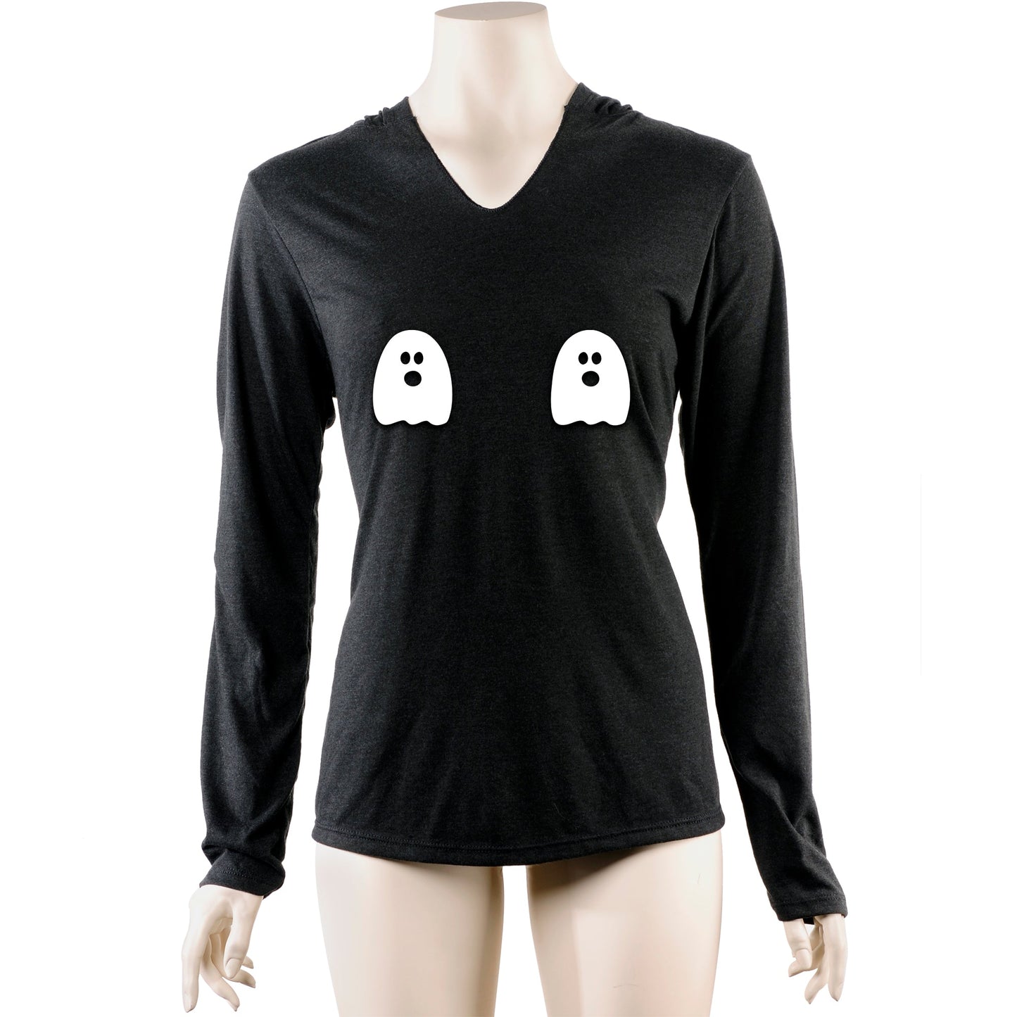 Halloween Glow in the Dark Ghost Boobies Tee Tapered Long Sleeve Hoodie