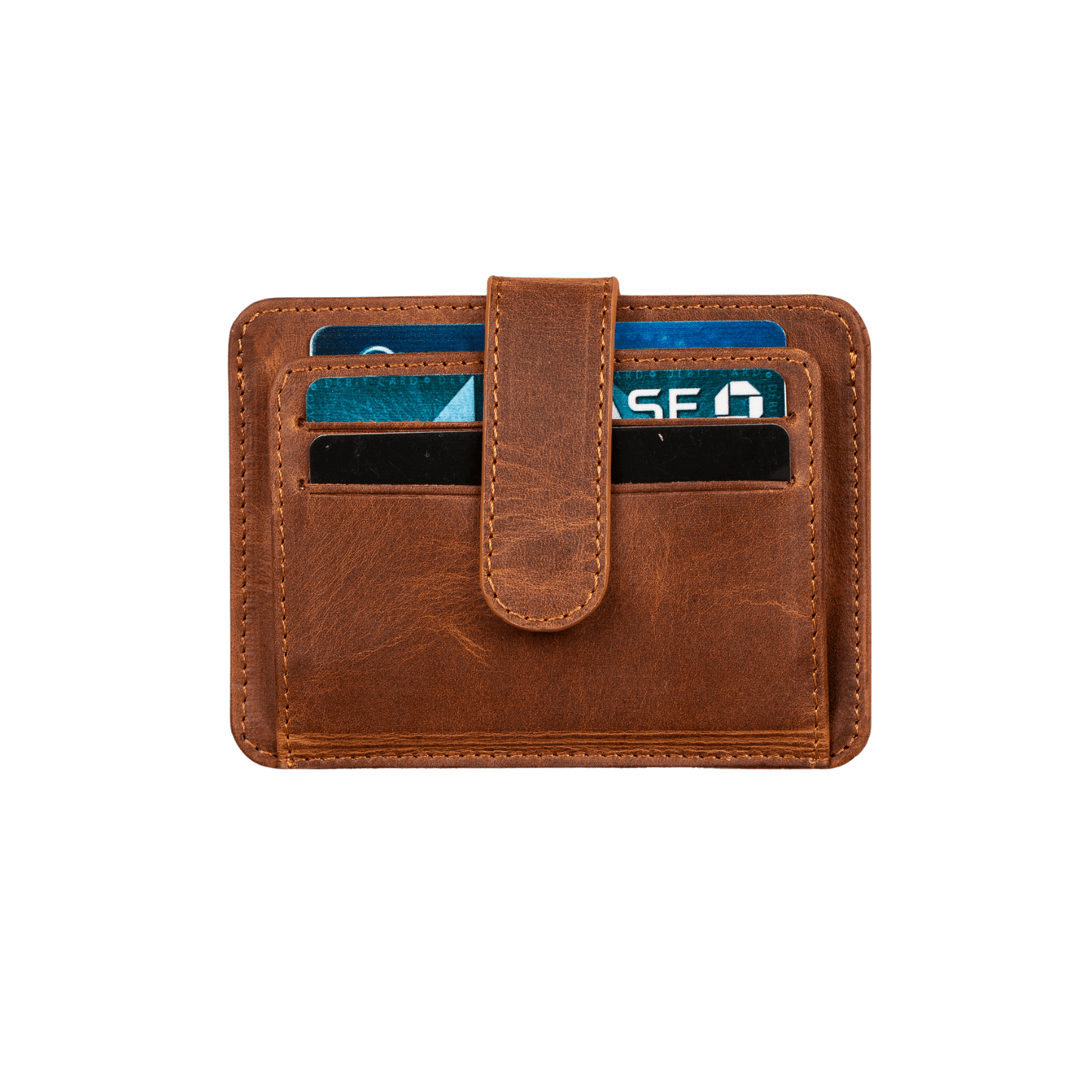Leather Card Holder Wallet with ID Window - Brown - Miami