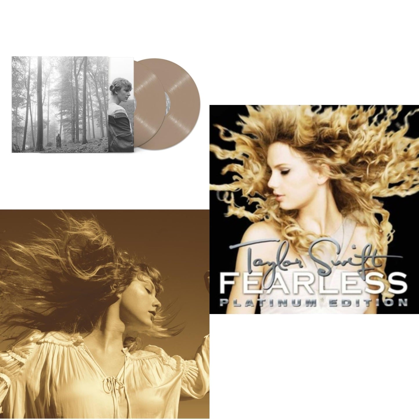 Folklore (X) (Beige Vinyl/2LP) & Fearless (Taylor's Version) (Gold Vinyl/3LP) & Fearless Platinum Edition