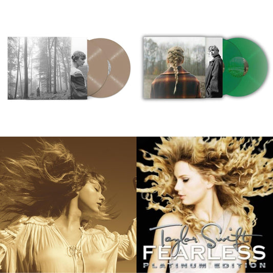 Folklore (X) (Beige Vinyl/2LP) & Taylor Swift - Evermore (Translucent Green Vinyl/2LP) & Fearless (Taylor's Version) (Gold Vinyl/3LP) & Fearless Platinum Edition