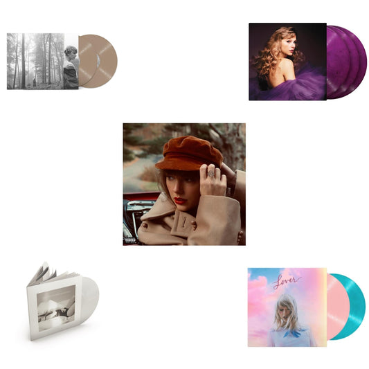 Folklore (X) (Beige Vinyl/2LP) & Red (Taylor's Version) (4LP) & Speak Now (Taylor's Version) (Orchid Marbled Vinyl/3LP) & Tortured Poets Department (X) (Ghosted White Vinyl/2LP/Manuscript- Bonus Track) & Lover