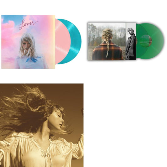 Taylor Swift - Evermore (Translucent Green Vinyl/2LP) & Fearless (Taylor's Version) (Gold Vinyl/3LP) & Lover