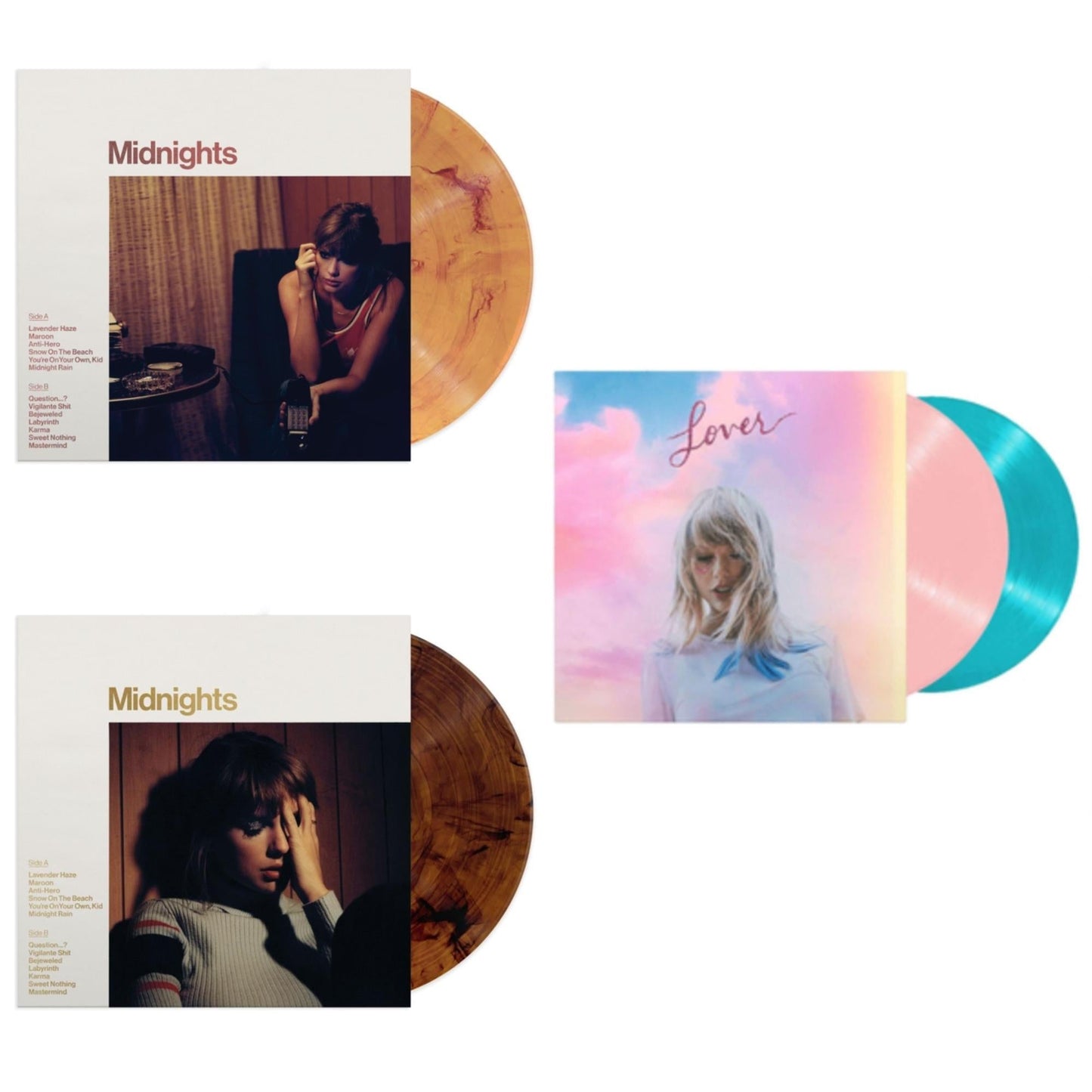 Midnights (X) (Blood Moon LP Vinyl) & Midnights (X) (Mahogany Color LP Vinyl) & Lover