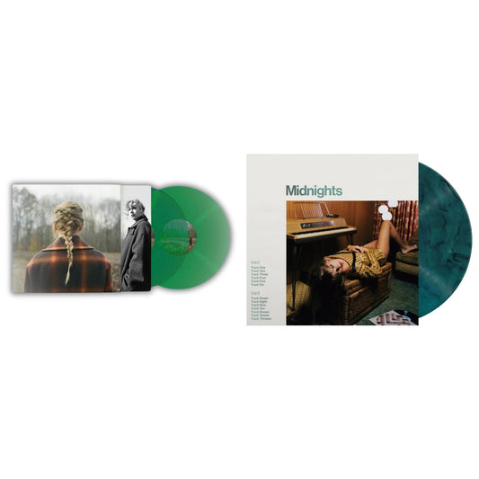 Taylor Swift - Evermore (Translucent Green Vinyl/2LP) & Midnights (X) (Jade Green LP Vinyl)
