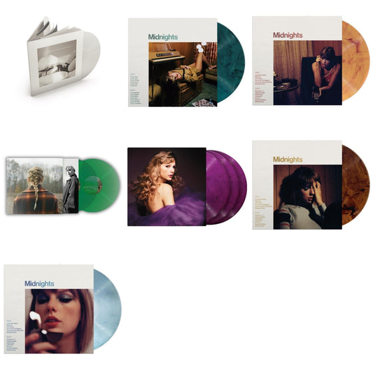 Taylor Swift - Taylor Swift - Evermore (Translucent Green Vinyl/2LP) & Midnights (X) (Moonstone Blue LP Vinyl) & Midnights (X) (Jade Green LP Vinyl) & Midnights (X) (Blood Moon LP Vinyl) & Midnights (X) (Mahogany Color LP Vinyl) & Speak Now (Taylor's