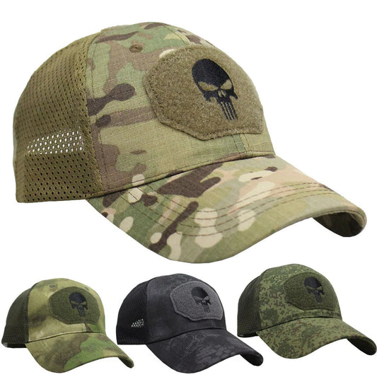 Tactical Camouflage Baseball Cap Mesh Breathable Special Forces Tactical Camo Hat Skull Duck Visor Hat - Premium  from Lizard Vigilante - Just $8.99! Shop now at Lizard Vigilante