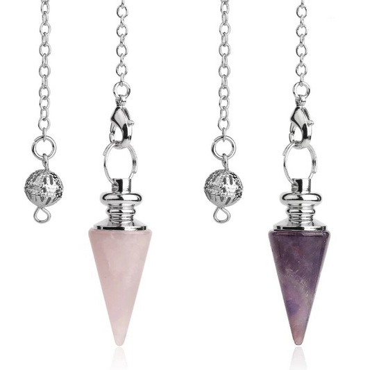 CSJA Tactical Dowsing Cone — Precision-Ground Natural Stone Pendulum with Weighted Silver Chain for Energetic Accuracy - Premium  from Lizard Vigilante - Just $22.22! Shop now at Lizard Vigilante