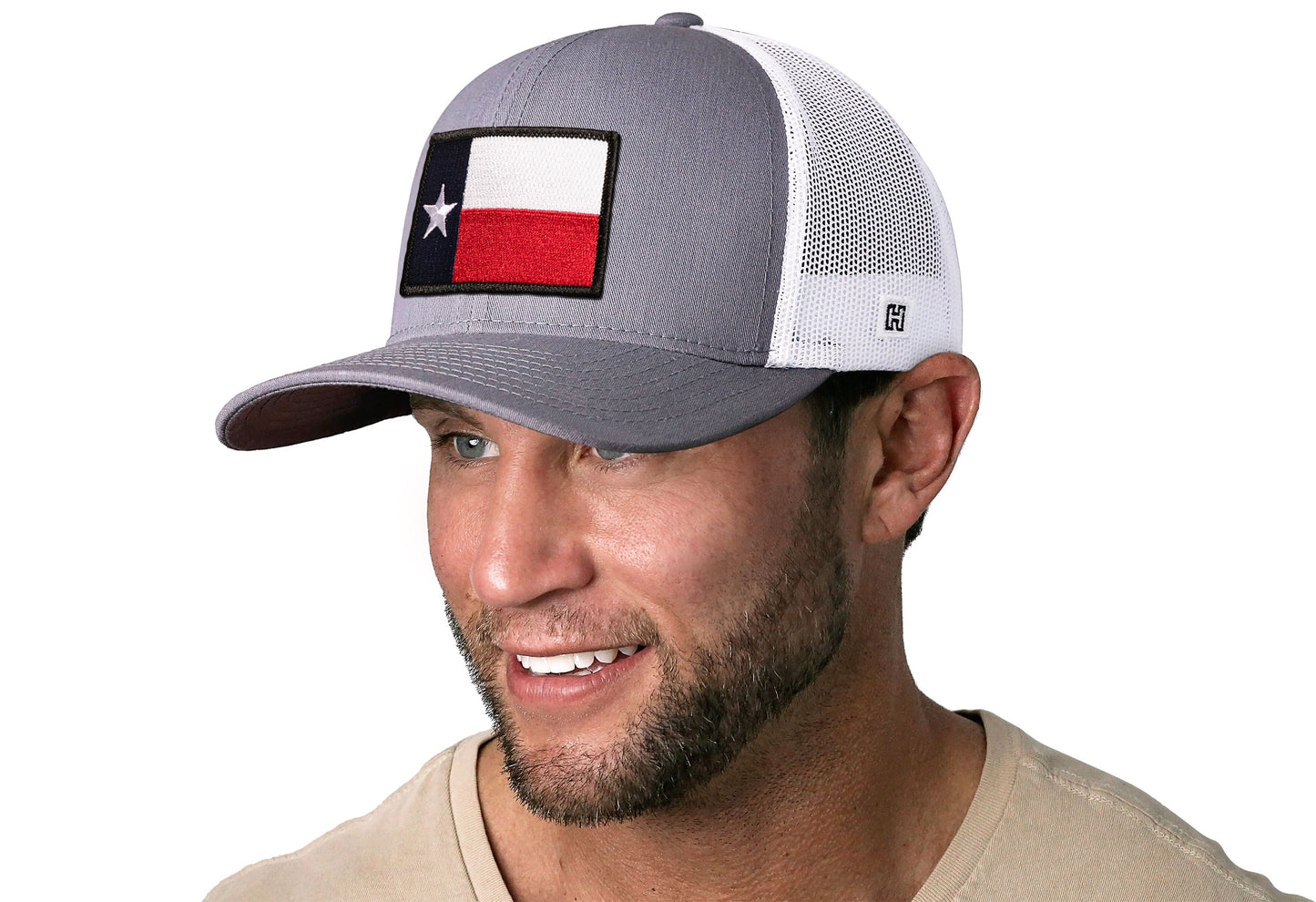 Texas Flag Trucker Hat  |  Gray-White TX Snapback