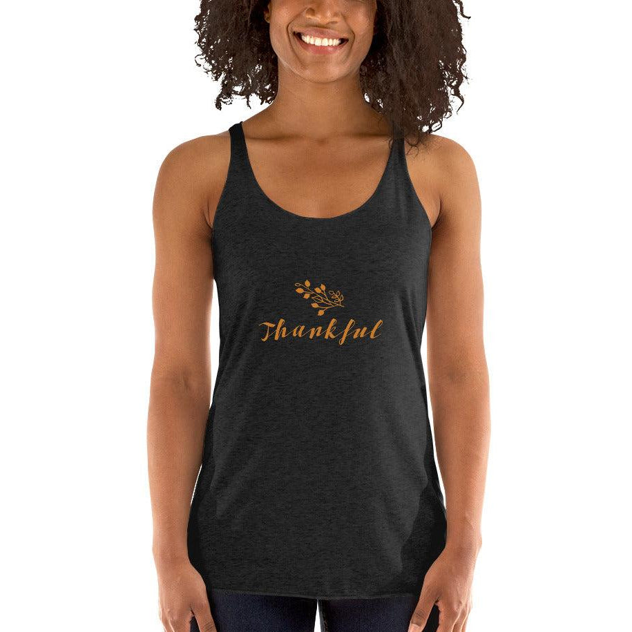 Thankful Women's Racerback Tank / Thanksgiving Holiday Tank Top Shirt - Lizard Vigilante