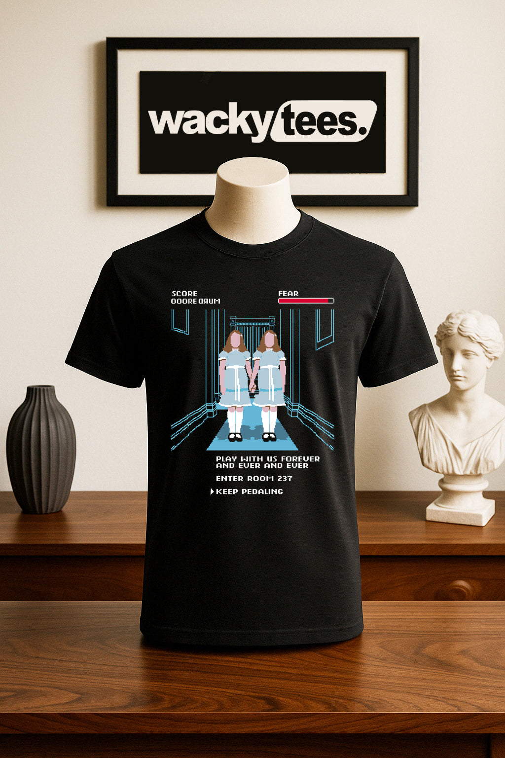 The Shining Girls Retro 8bit Style Gaming Horror Terror Halloween Graphic Tee Shirt