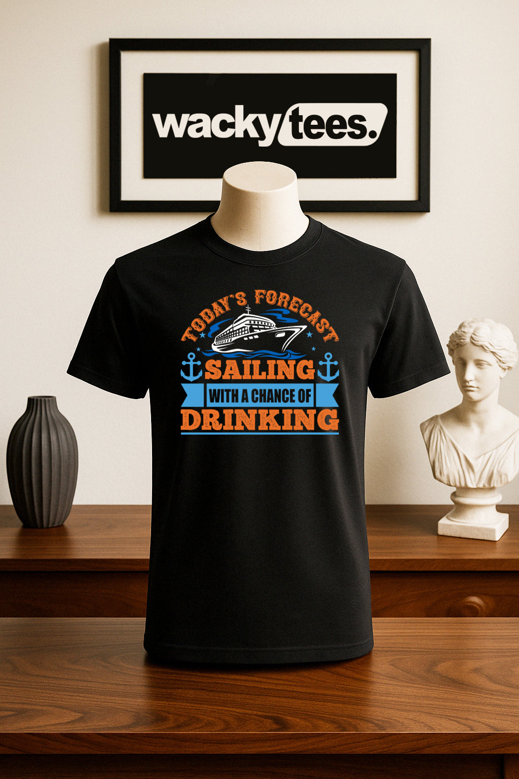 Todays Forcast Sailing with a Chance of Drinking Cruise Vacation Graphic Tee Shirt