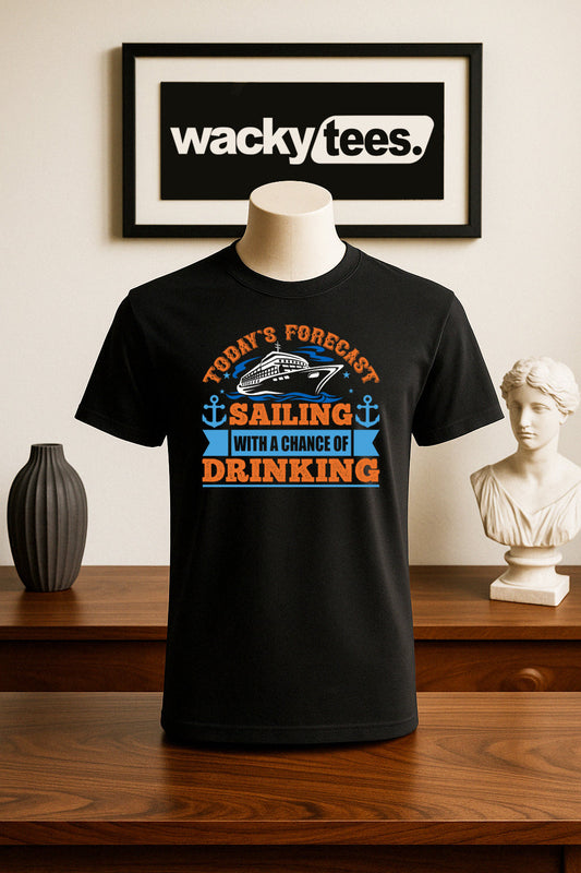 Todays Forcast Sailing with a Chance of Drinking Cruise Vacation Graphic Tee Shirt