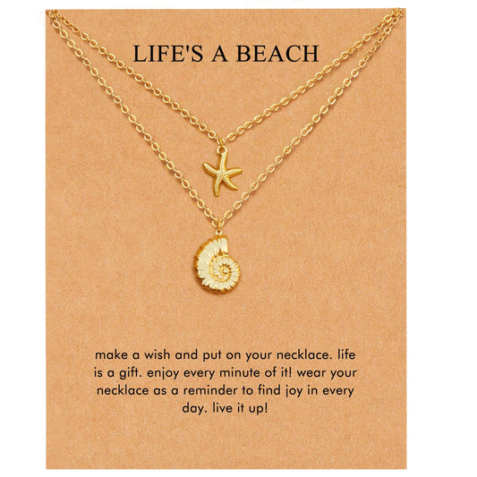 RZKING Shell Starfish Necklace Beach Necklaces for Women