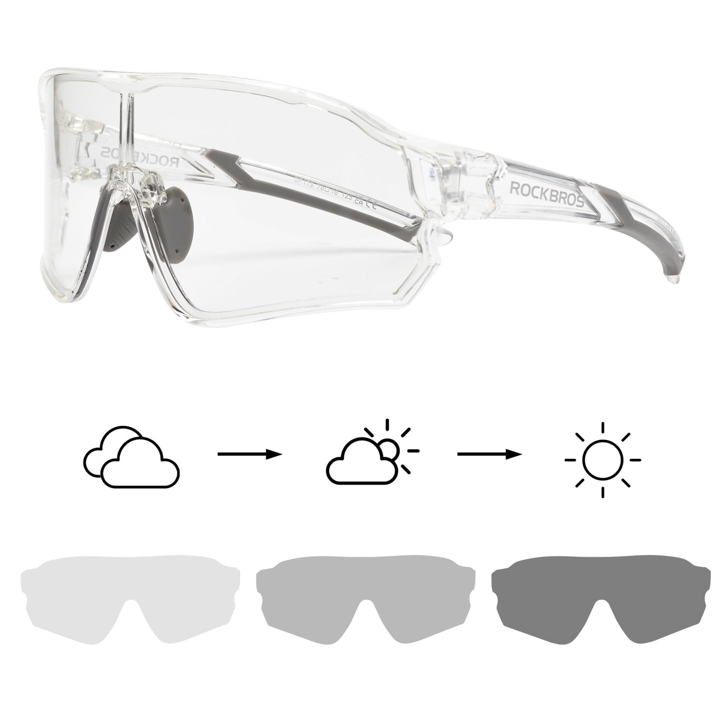 ROCKBROS Photochromic Sunglasses Thicken PC Lenses With UV400 Protection Coating