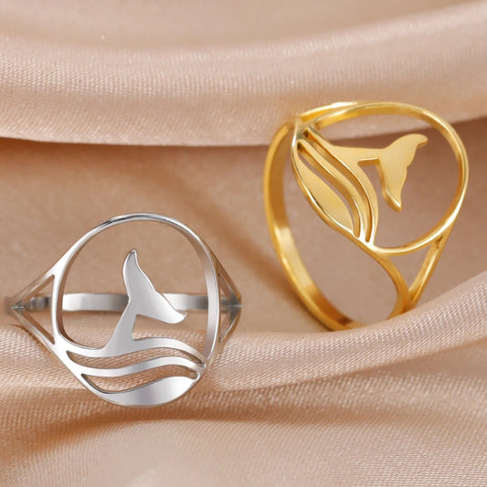 Trendy Stainless Steel Whale Tail Ring – Unisex Animal Fishtail Jewelry - Premium ring from Lizard Vigilante - Just $3.99! Shop now at Lizard Vigilante