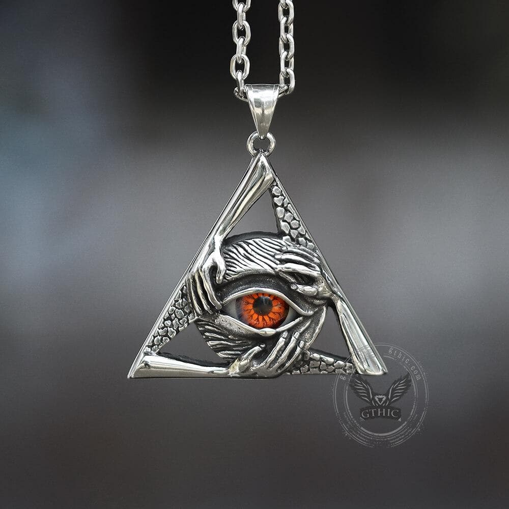 Triangular Evil Eye Skull Bones Stainless Steel Pendant