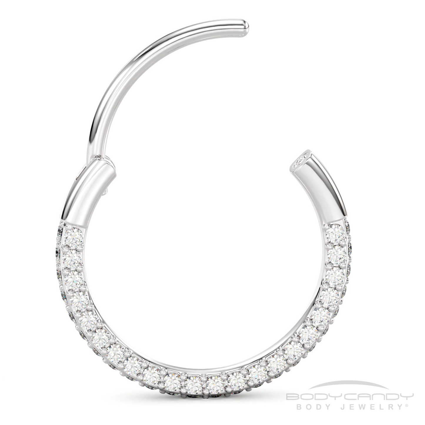 18G Implant Grade Titanium Triple Sided Micro Gem Hinged Nose Hoop