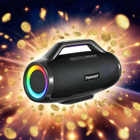 Tronsmart Bluetooth speaker with RGB lighting on a white background