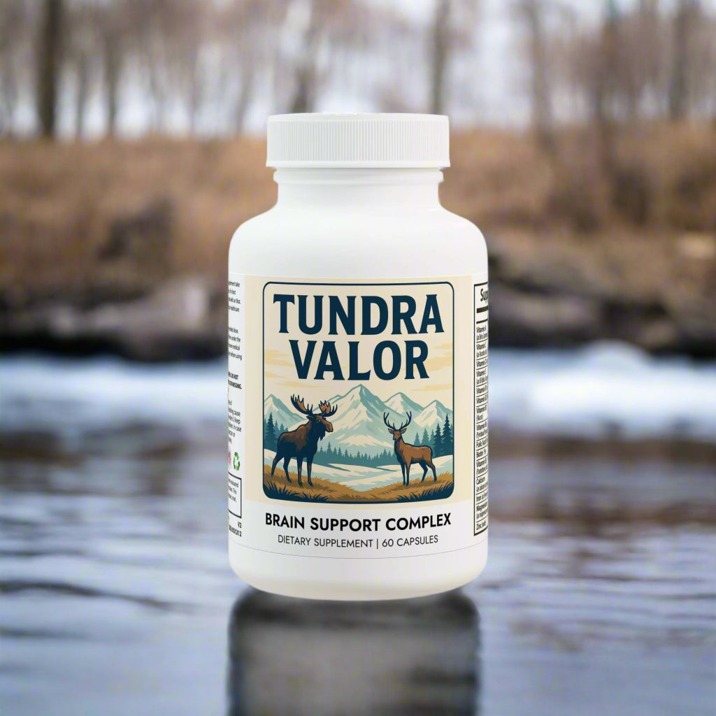 Tundra Valor brain support complex supplement bottle on a white background