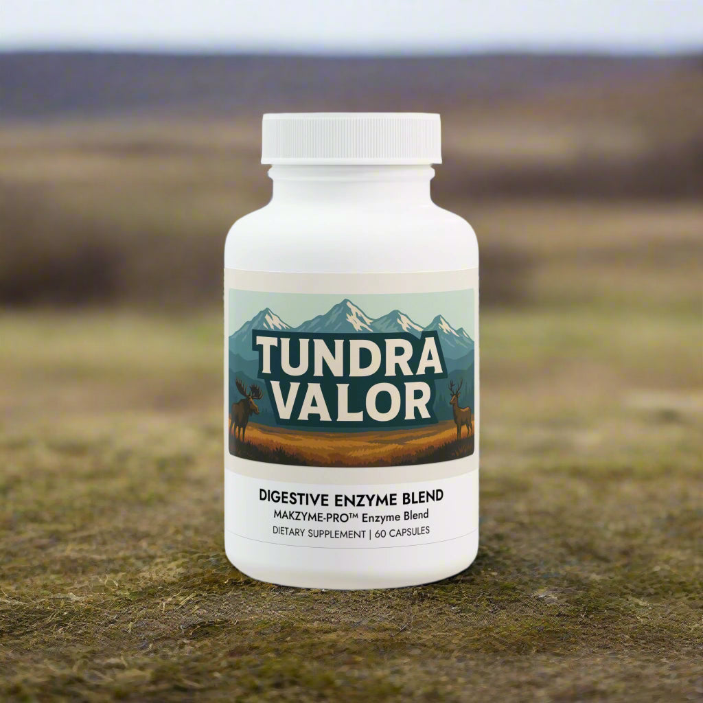 Tundra Valor digestive enzyme blend bottle on a white background