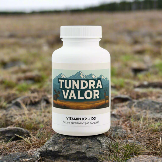 Tundra Valor vitamin supplement bottle on a white background