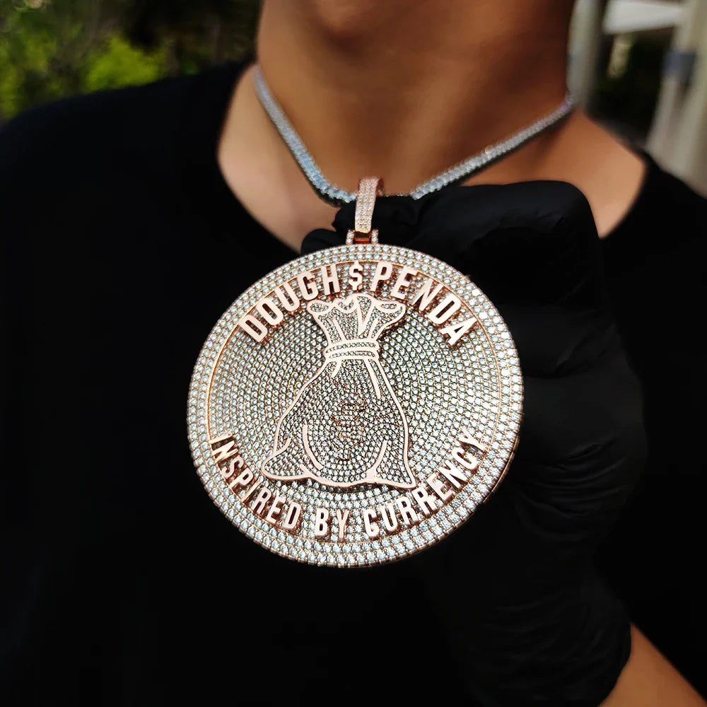 2024 3D Design Jewelry Copper 5A Zircon Bling Hip Hop Rapper Men Hip Hop Custom Letter Name Round Rectangle Pendant