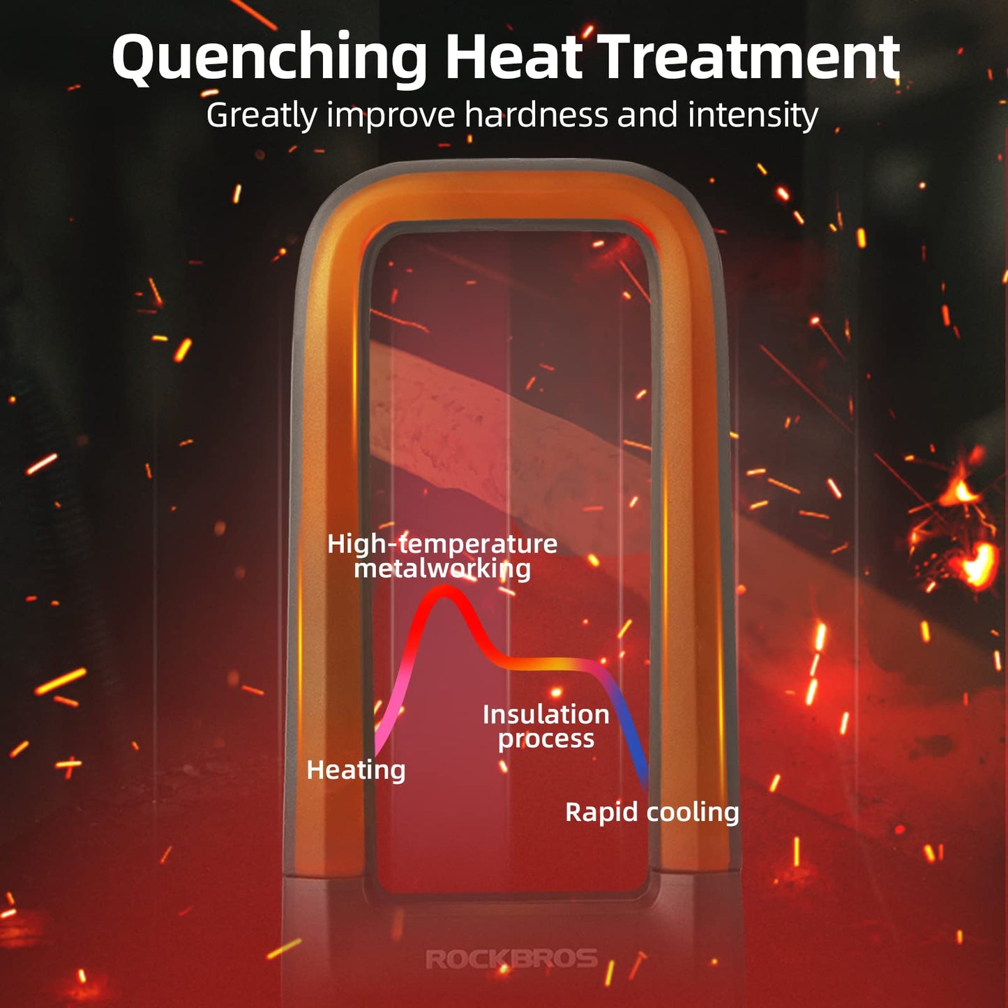 ROCKBROS Bike U Lock, Heavy Duty Anti Theft Bike U Lock with Cable Silicone Cover