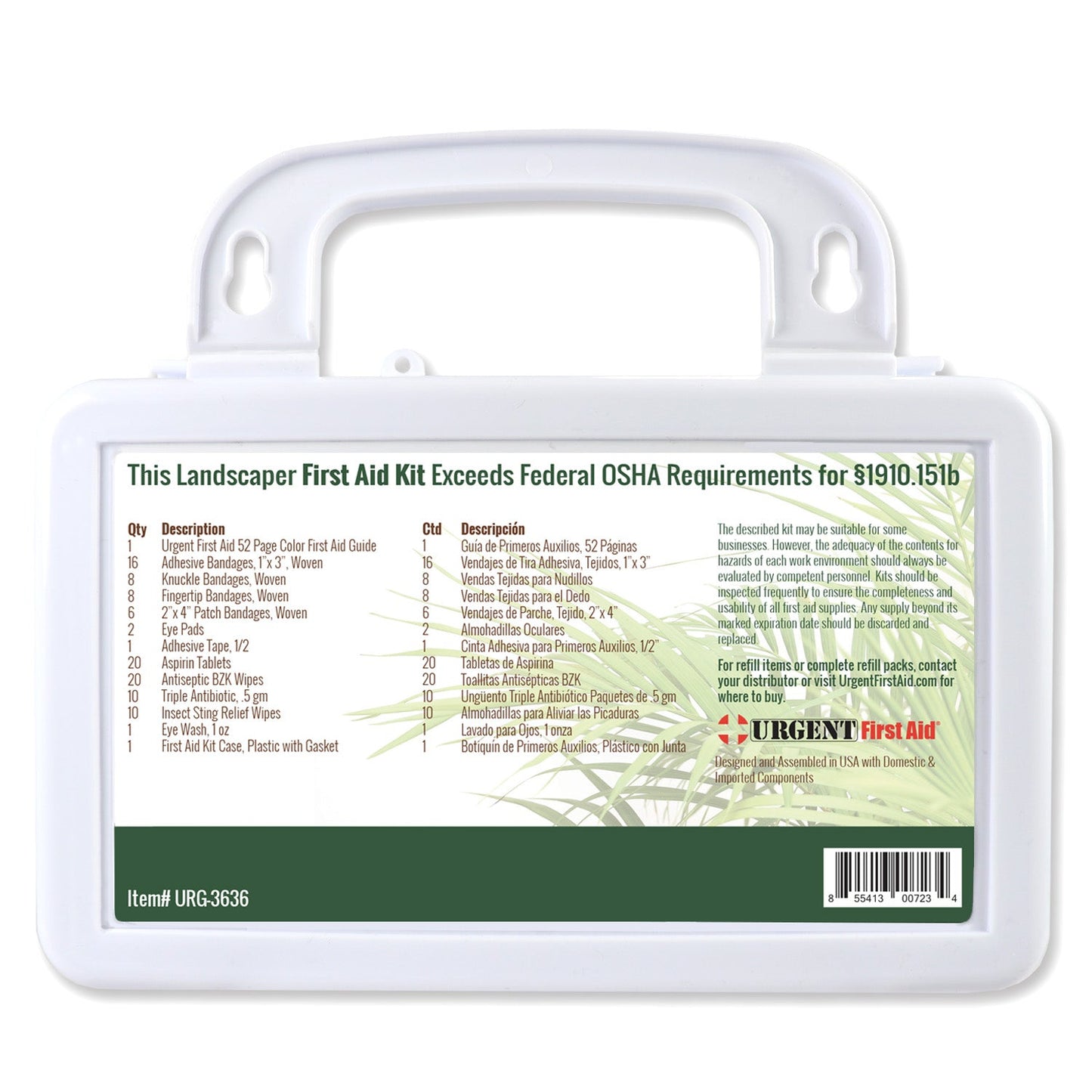 Landscaper's First Aid Kit - 10 Unit - 103 Piece - Plastic Case