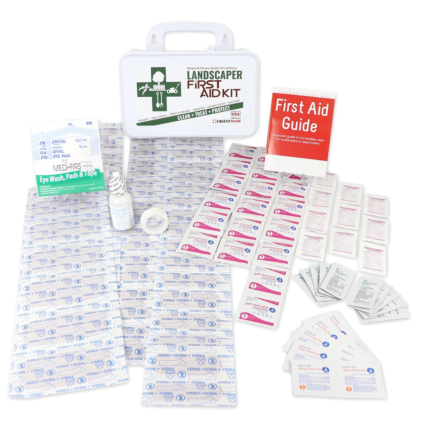 Landscaper's First Aid Kit - 10 Unit - 103 Piece - Plastic Case