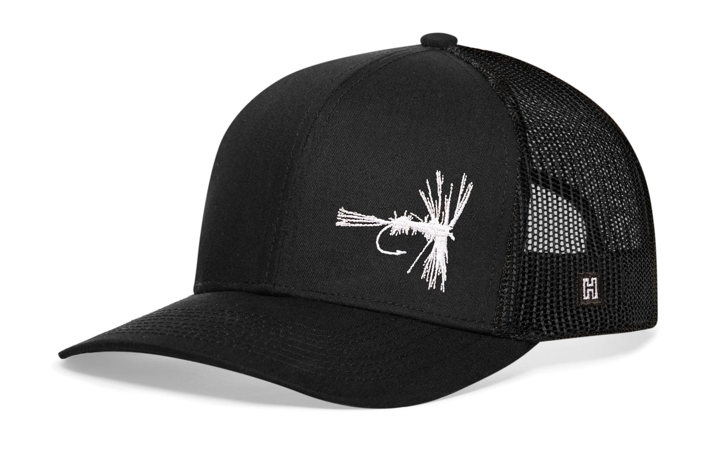 Fly Fishing Trucker Hat  |  Black Fly Fishing Snapback