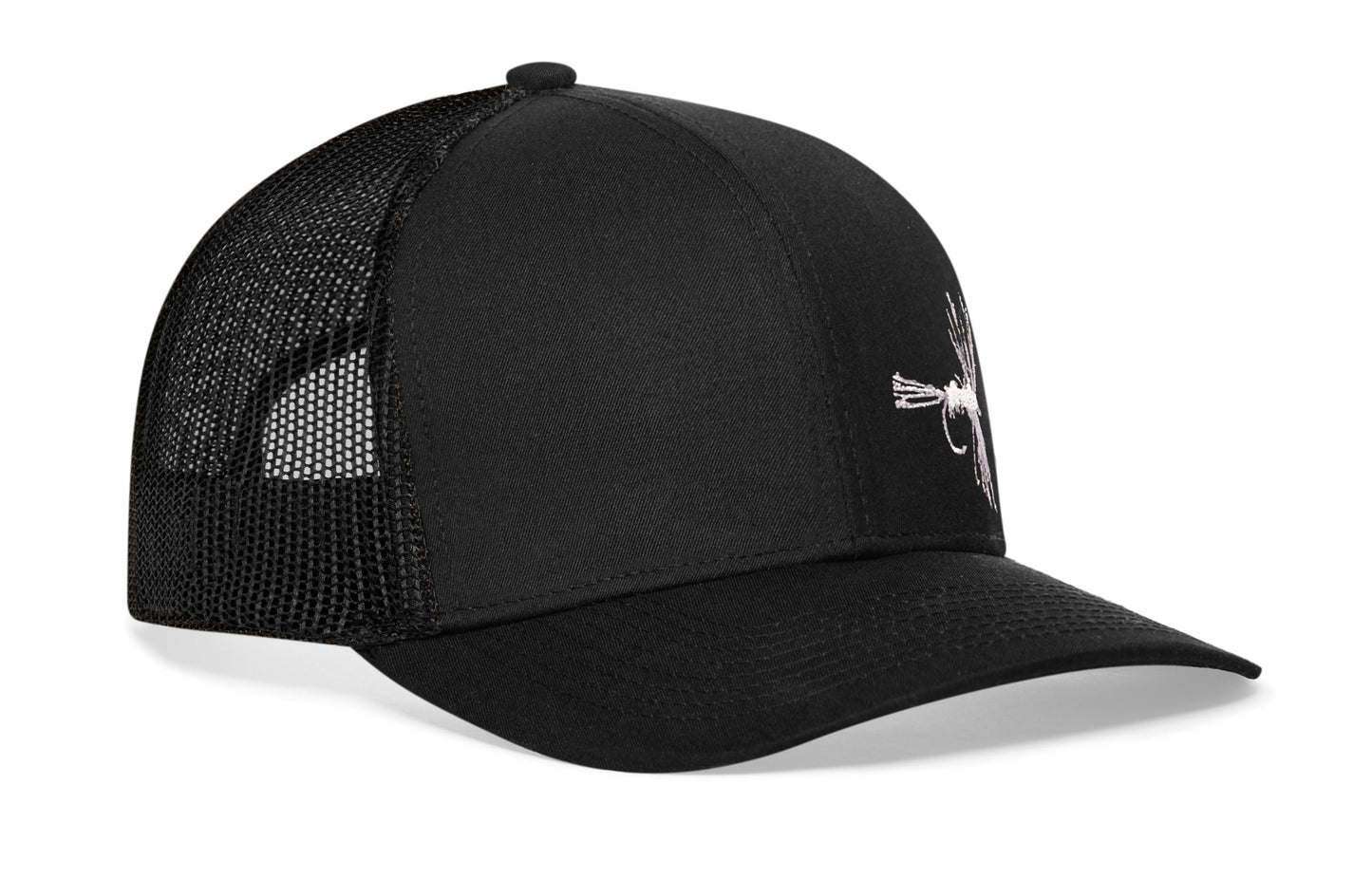 Fly Fishing Trucker Hat  |  Black Fly Fishing Snapback