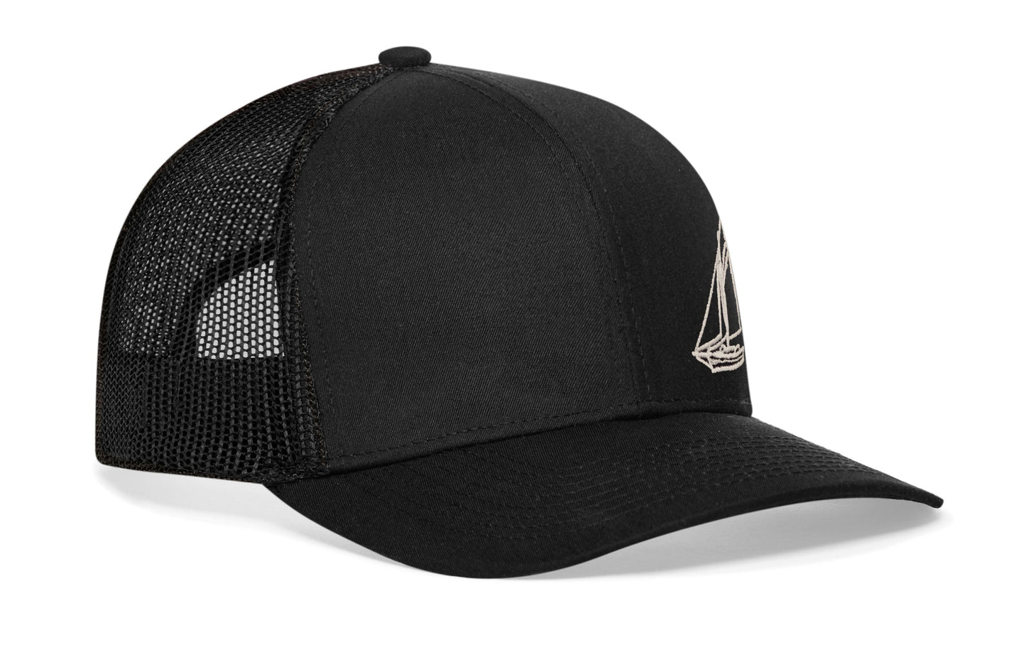 Sailboat Trucker Hat  |  Black  Snapback