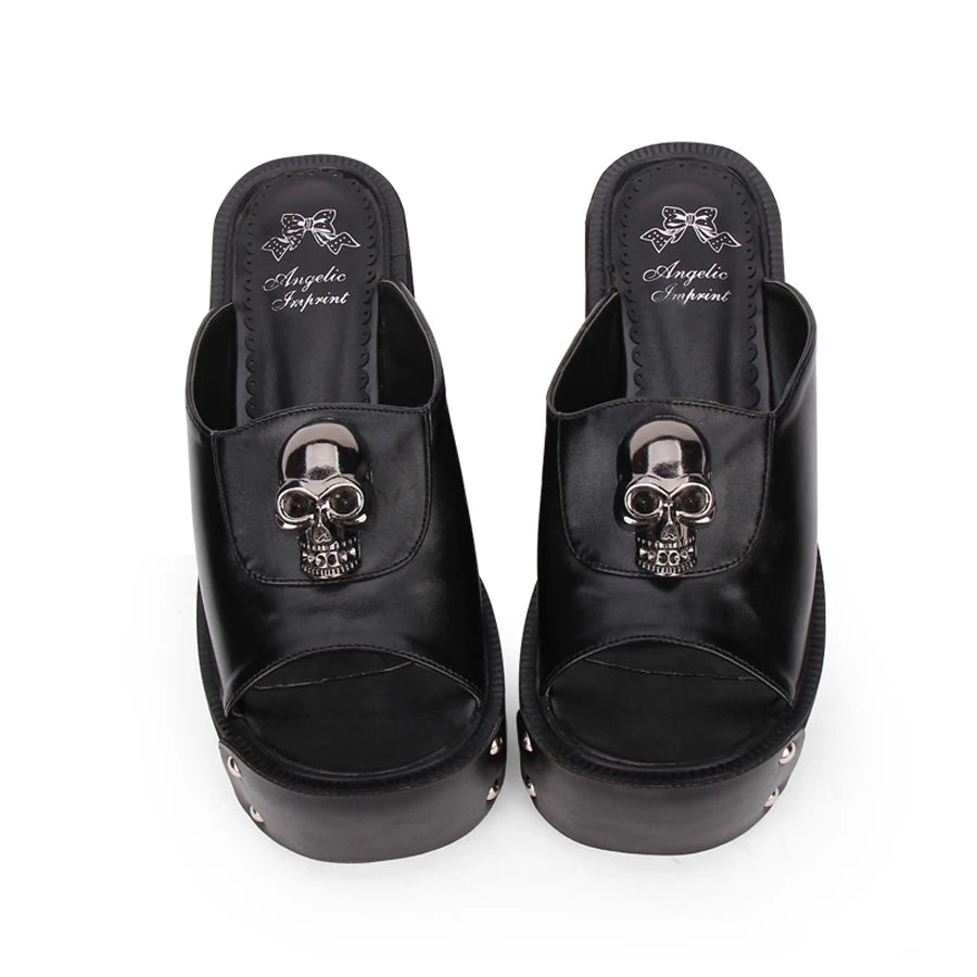 Large Size Summer Women Platform Sandals Skull Rivets Ladies Dark Gothic Punk Lolita Cosplay Shoes Muffin Sandals Slippers - Premium  from Lizard Vigilante - Just $74.99! Shop now at Lizard Vigilante