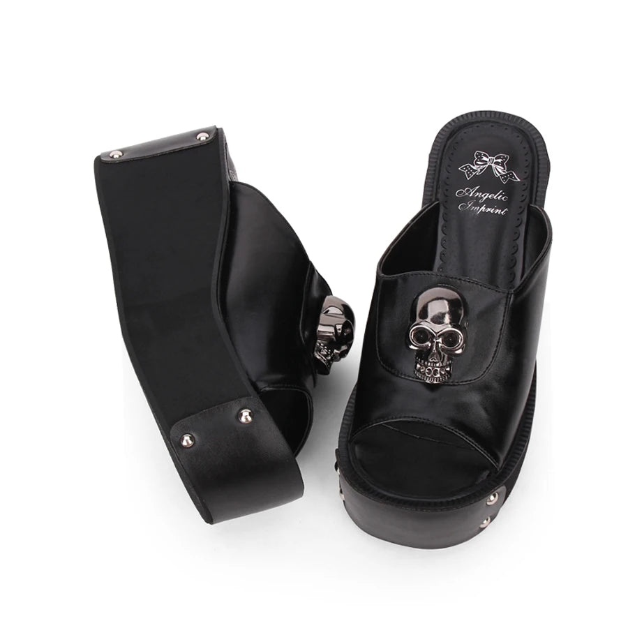 Large Size Summer Women Platform Sandals Skull Rivets Ladies Dark Gothic Punk Lolita Cosplay Shoes Muffin Sandals Slippers - Premium  from Lizard Vigilante - Just $74.99! Shop now at Lizard Vigilante