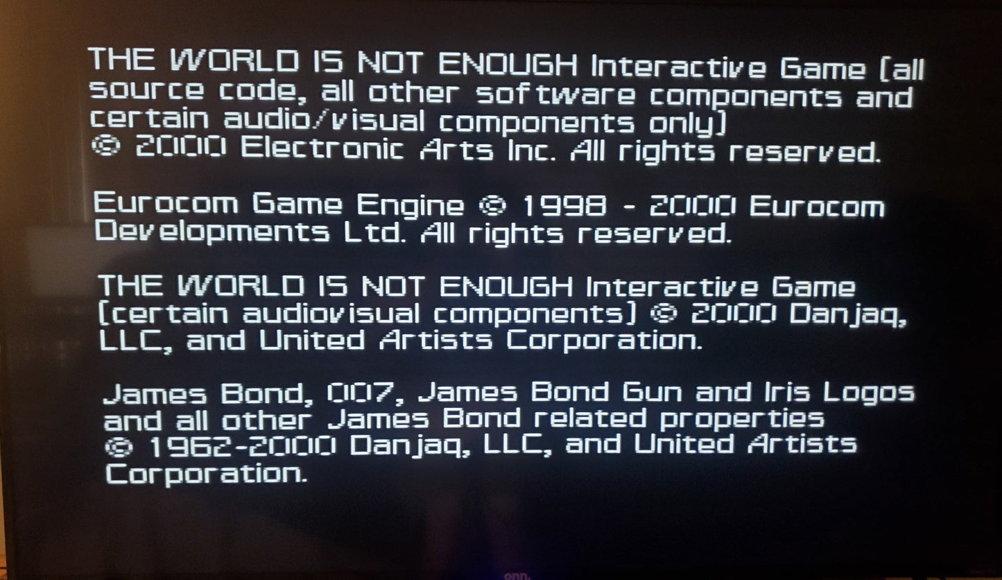 007 The World is Not Enough N64 Nintendo 64 Video Game Cartridge 2000