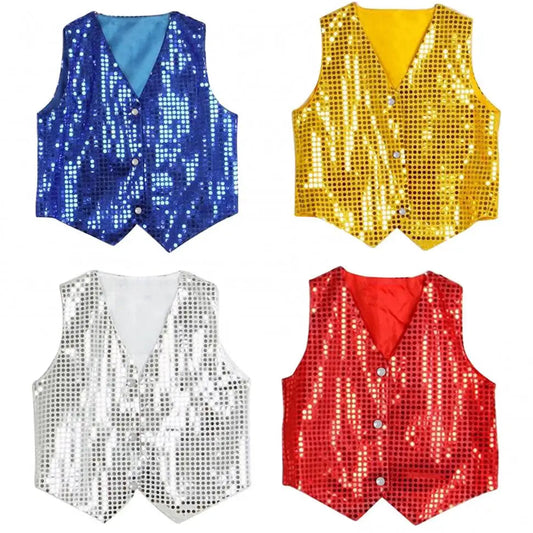 Unisex Sequined Vest for Kids – Stylish Hip-Hop Dance Party Outerwear - Premium vest from dsers - Just $19.99! Shop now at Lizard Vigilante
