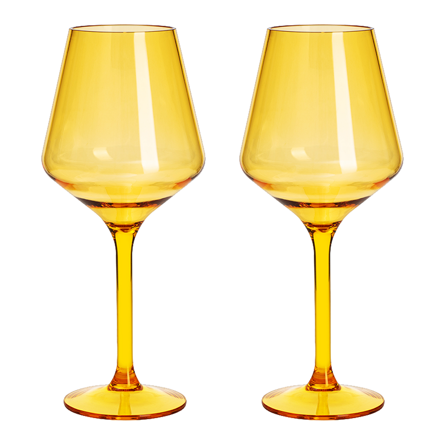 Floating Wine Glasses for Pool - Set of 2-15 OZ Shatterproof Poolside Wine Glasses, Tritan Plastic Reusable Stemware, Beach Outdoor Cocktail, Wine, Champagne, Water Glassware Spring Summer (Yellow)