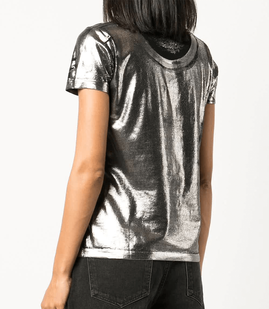 Metallic Coated Cotton T-Shirt