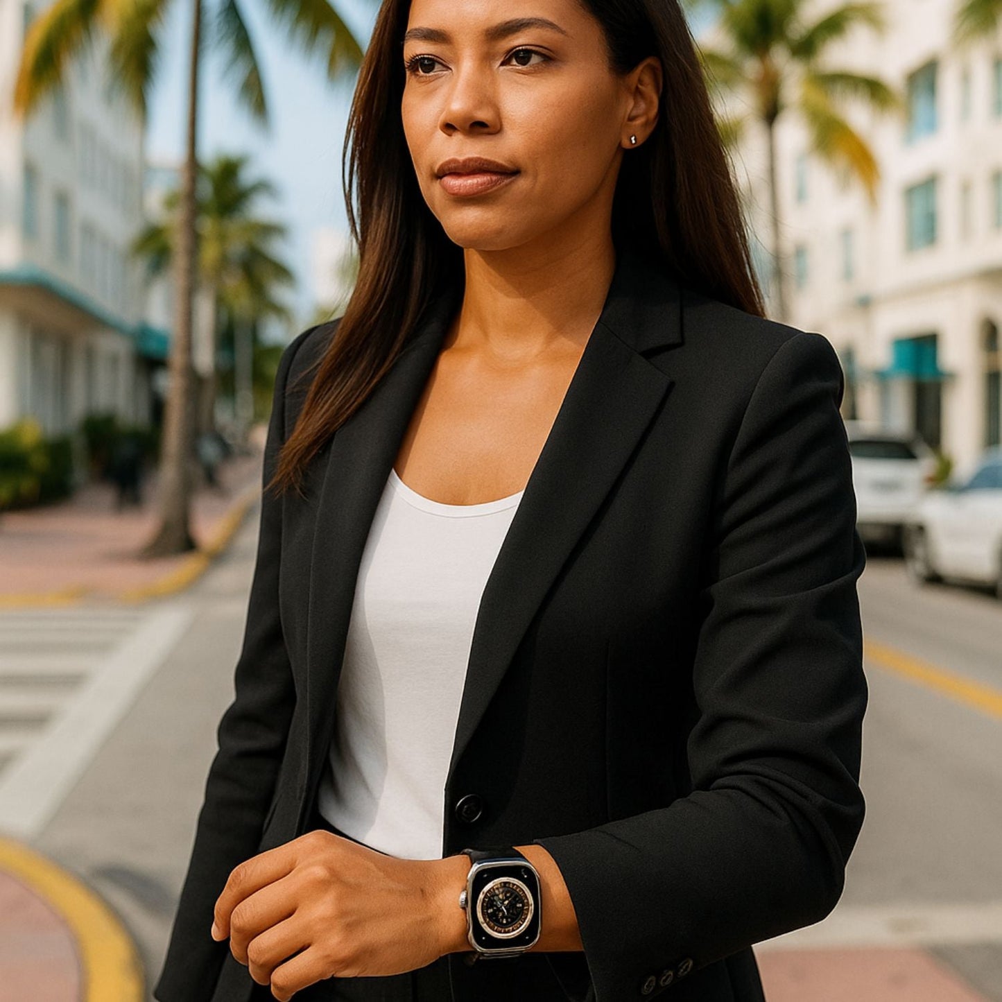 Apple Watch Black Leather Strap - Boston