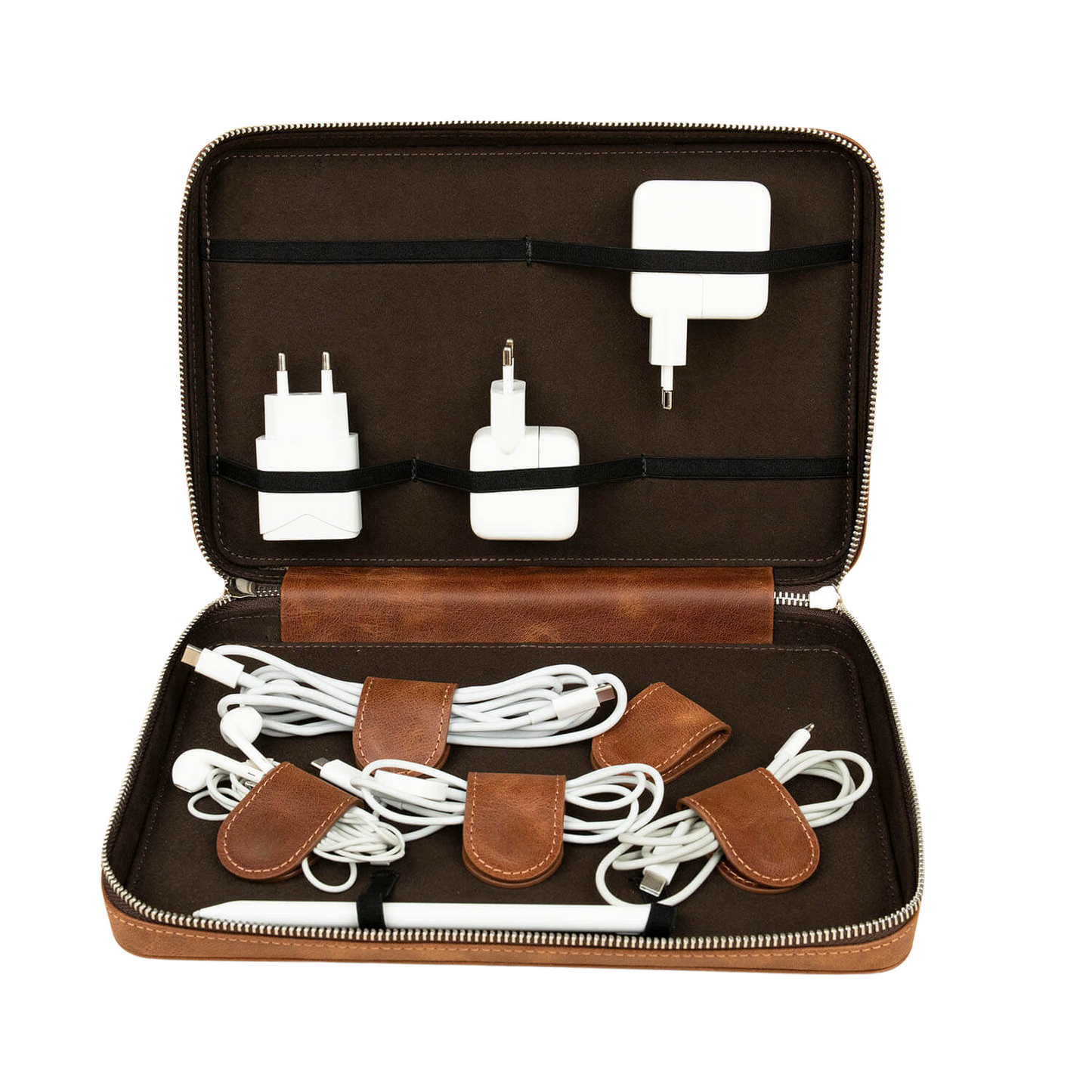 Leather Tech Organizer Case -Rich Brown - Mobile