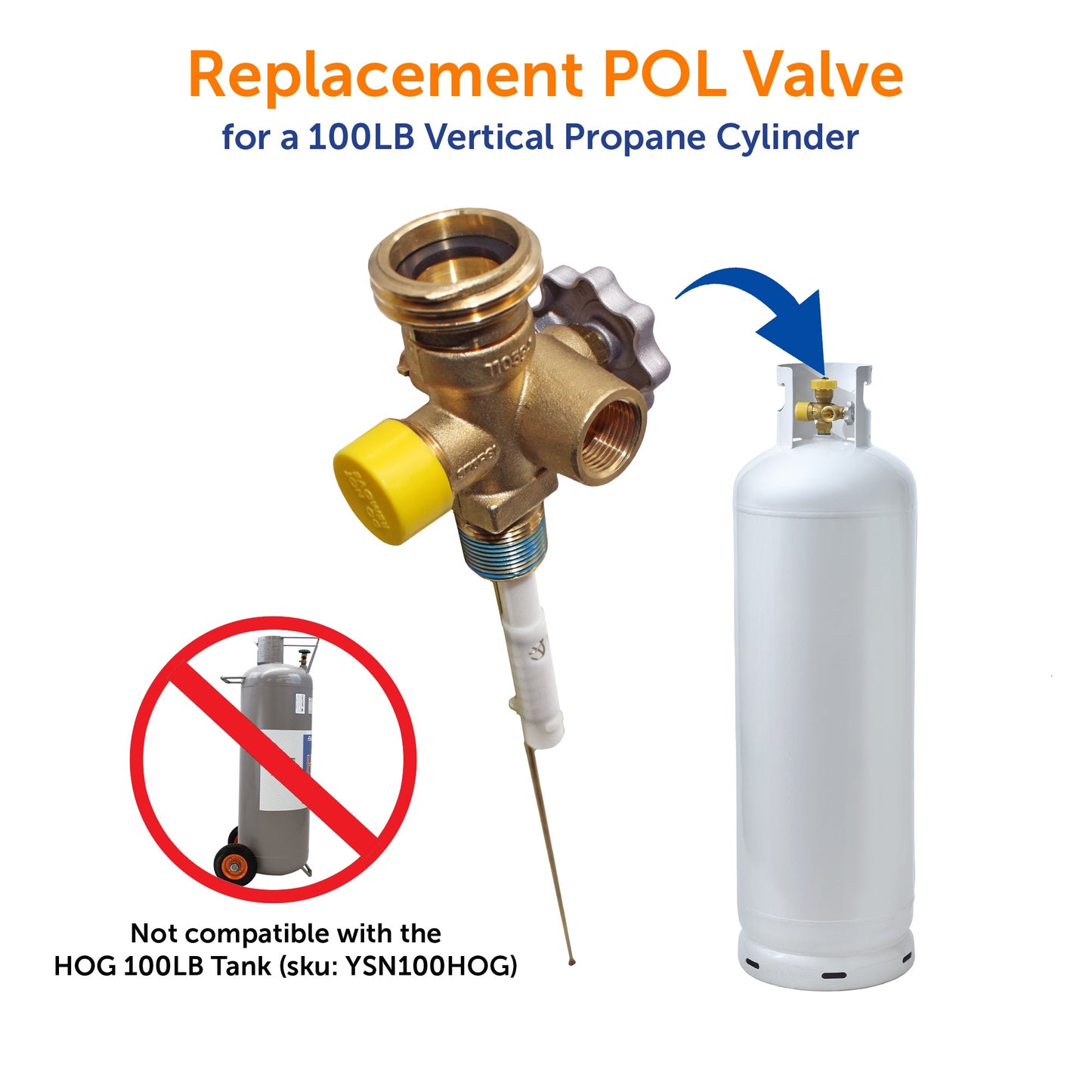 Flame King Multi Valve for 100lb Propane Cylinder